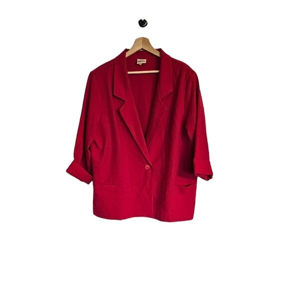 Vintage Haband for her Blazer Size XL Hot Pink one button Oversized roll sleeve - Picture 1 of 9